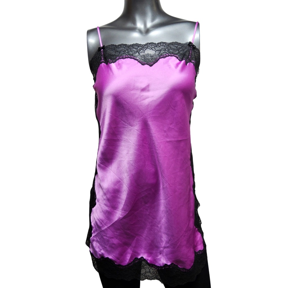 Victoria's‎ Secret Chemise Women M Purple Satin Lace Trim Slip Dress
